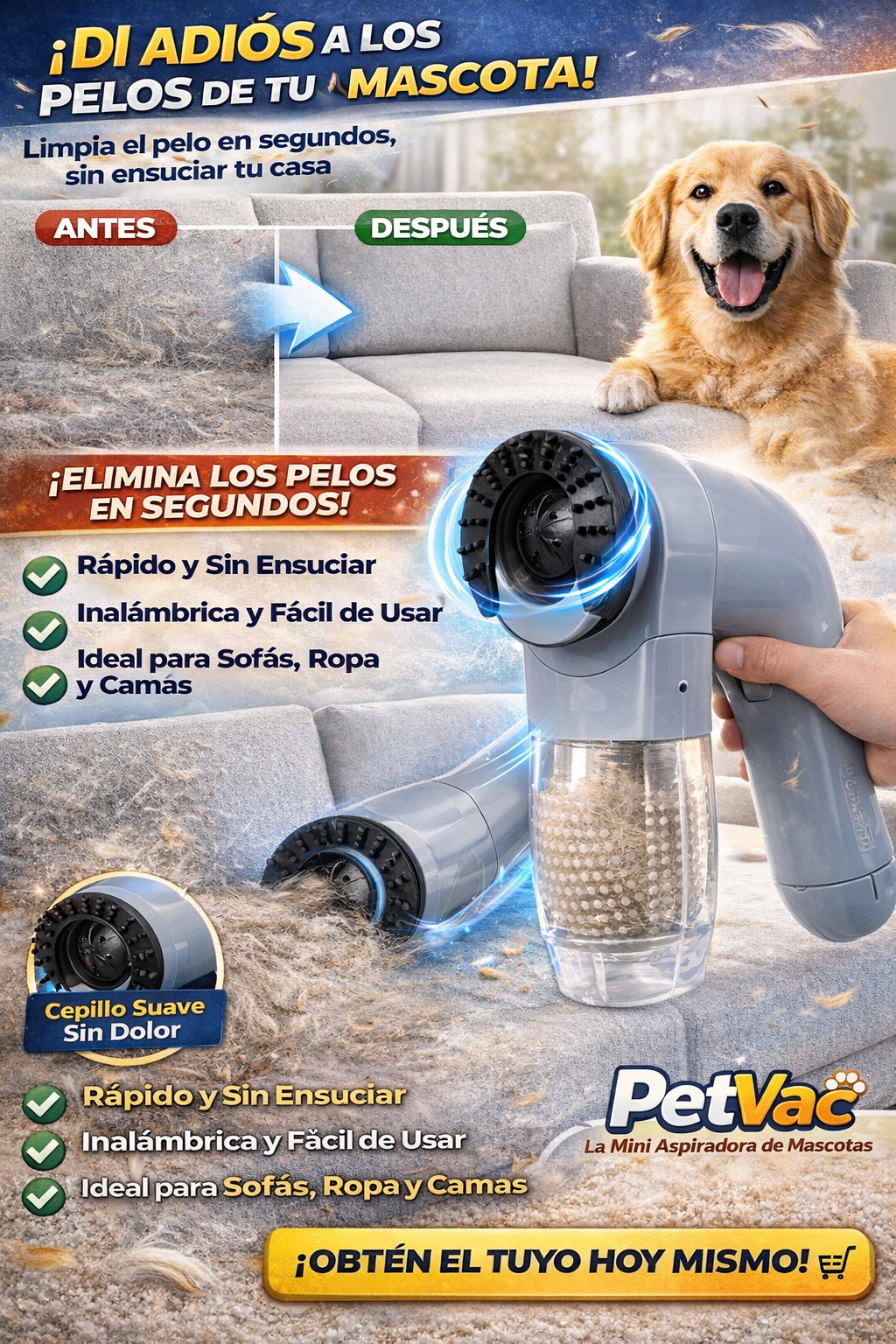 Aspiradora Portátil para Mascotas 2 en 1